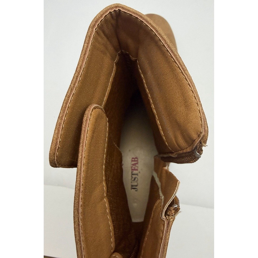 Just Fab Brown Strap Buckle Zip Up Booties Size 7 - Picture 9 of 11
